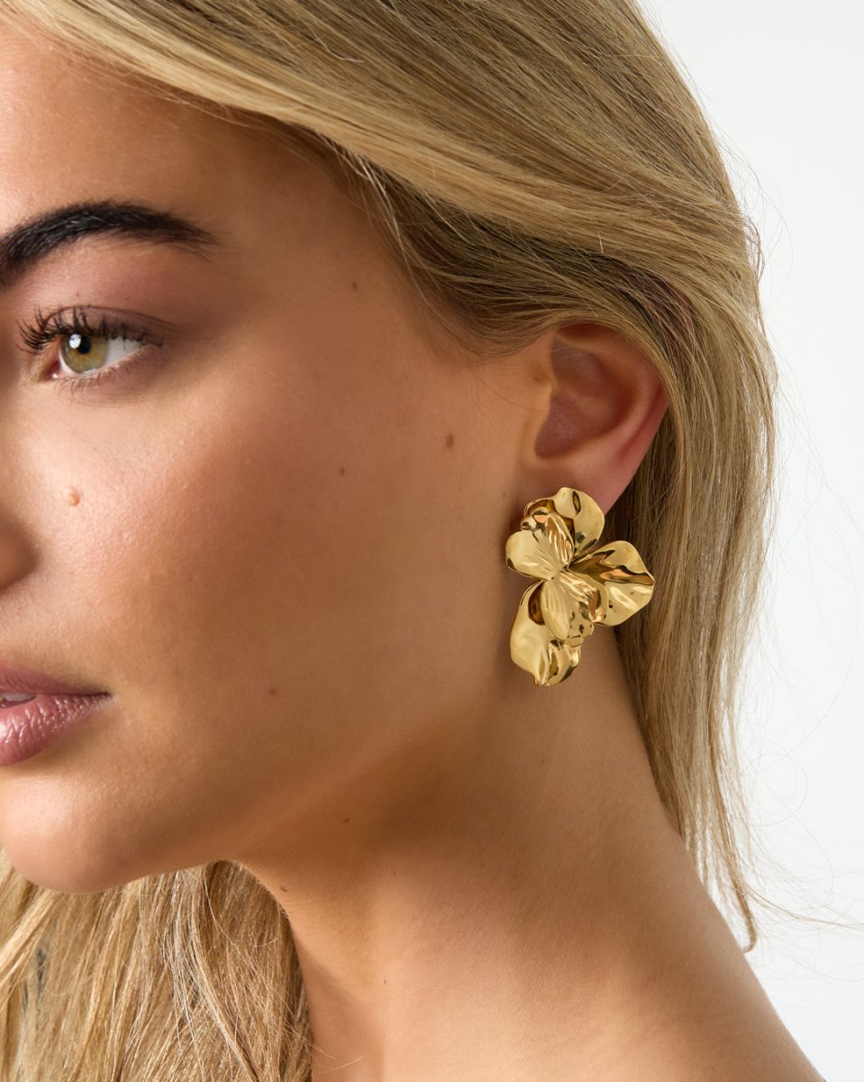 Golden Bloom – Stainless Steel Earrings | Mevotti - Mevotti