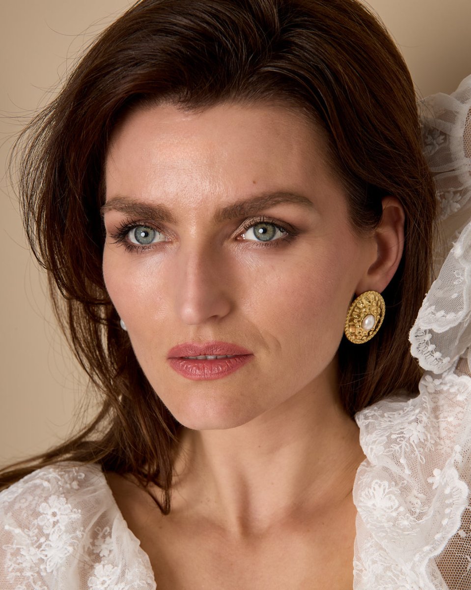 Textured Gold Disc - Stainless Steel Earrings - Mevotti